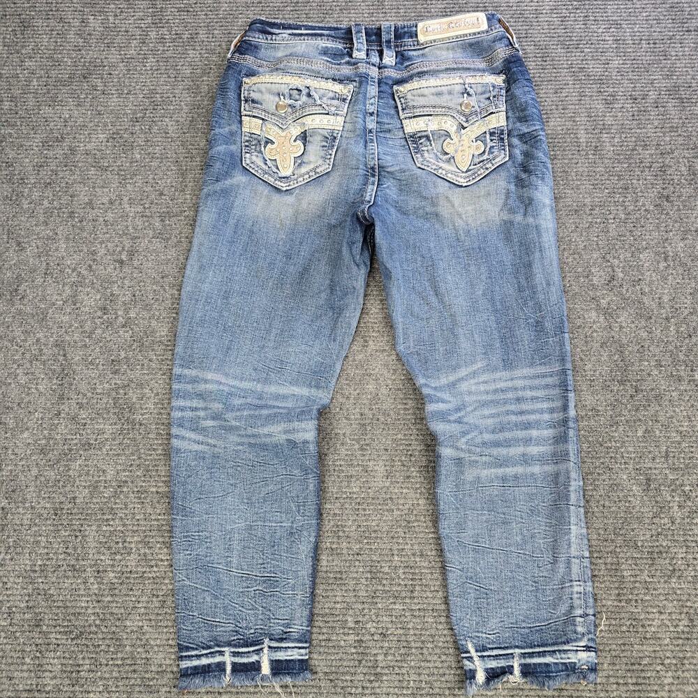 Rock Revival Jeans Womens Arjean 32x25 Blue Easy Ankle Skinny Distressed - Picture 2 of 9